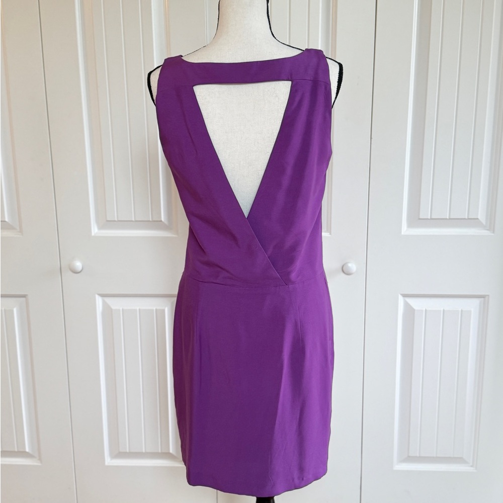 ZARA Purple Open V-Back Sleeveless Sheath Dress Mini Cocktail Party Modern M - Picture 8 of 13